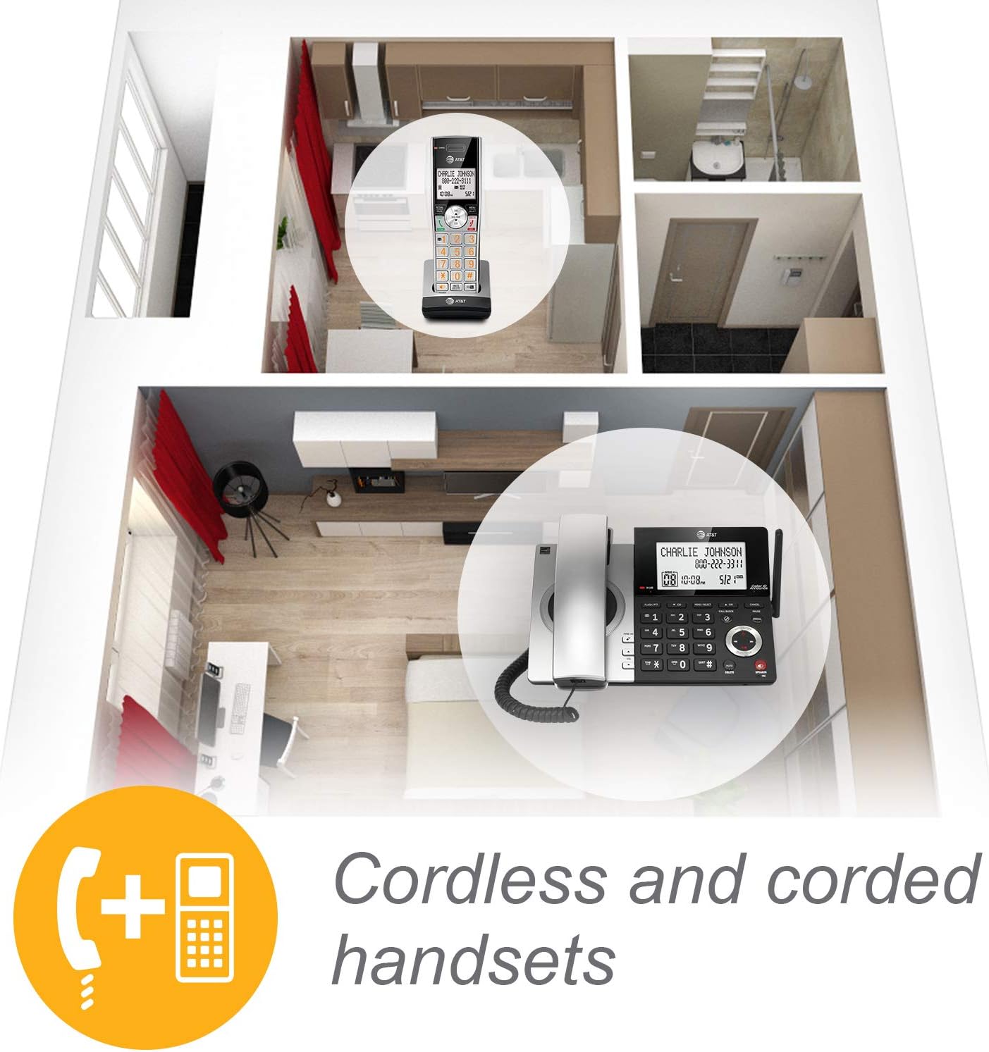 AT&T CL84207 Dect_6.0 2 Handset Landline Telephone