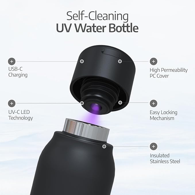 UVBRITE UV self-Cleaning and Water-Purifying Bottle