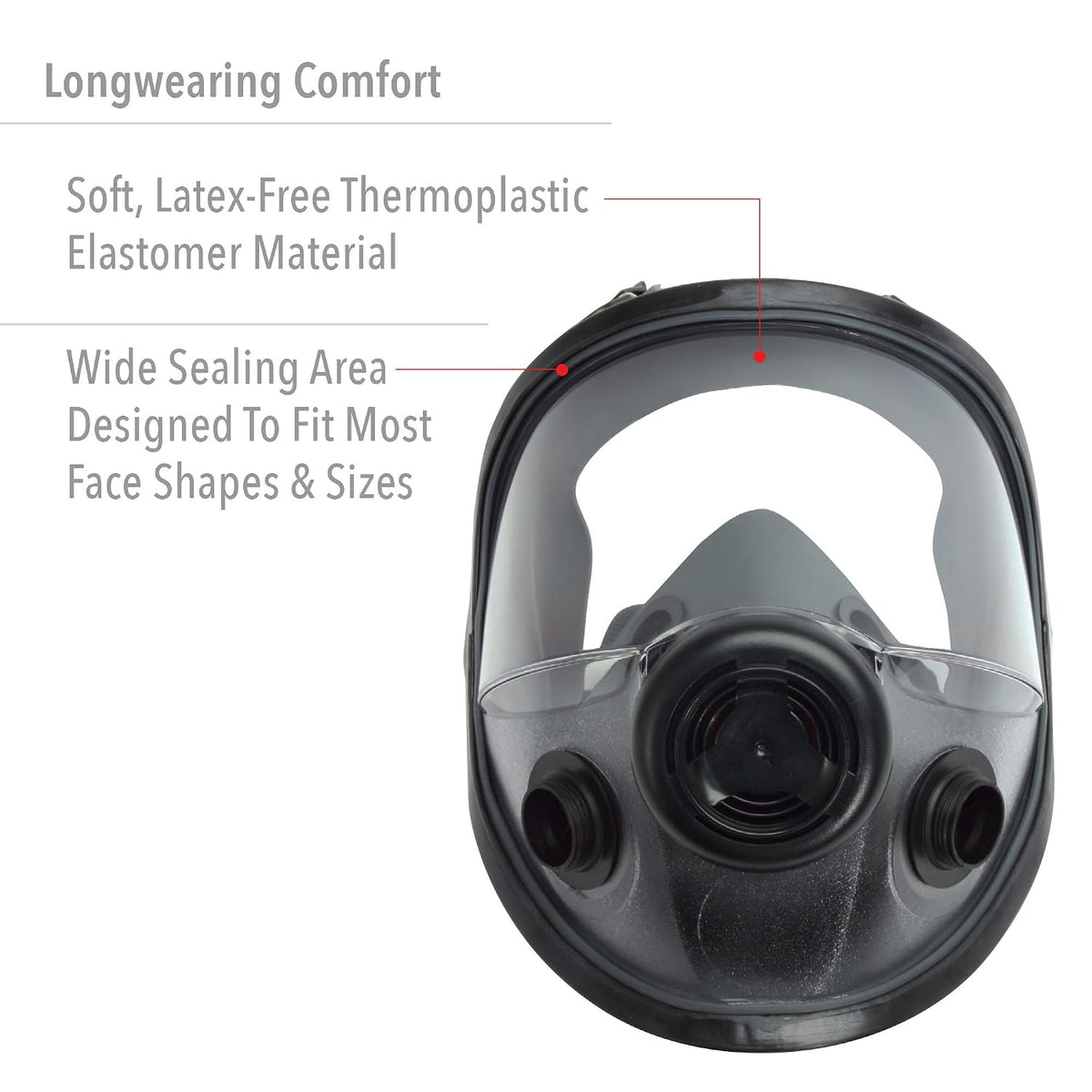 Honeywell 54001 North 5400 Series Full Face Facepiece, Elastomeric, Medium/Large