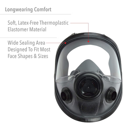 Honeywell 54001 North 5400 Series Full Face Facepiece, Elastomeric, Medium/Large