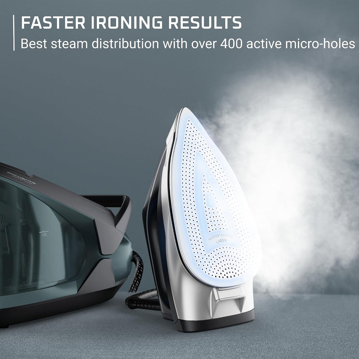 Rowenta Master Steam Station Iron Steamer for Clothes, Black/Green, VR8338 (Refurbished)