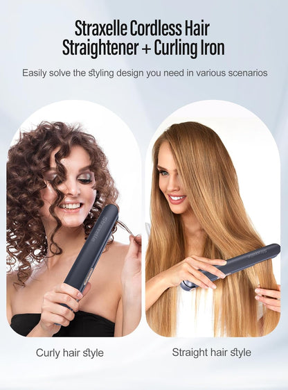 2-in-1 Cordless Hair Straightener and Curler,