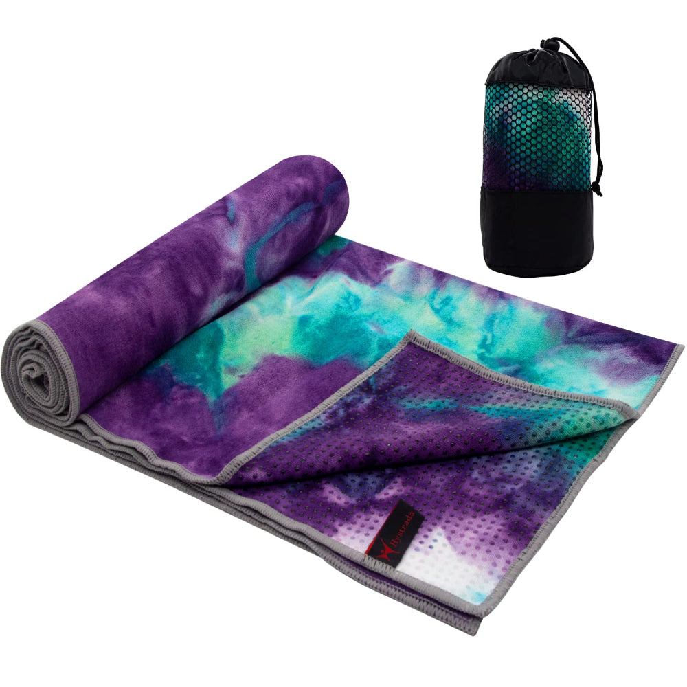 Hystrada Tie-Die Textures Non-Slip Hot Yoga Mat Towel with Bag