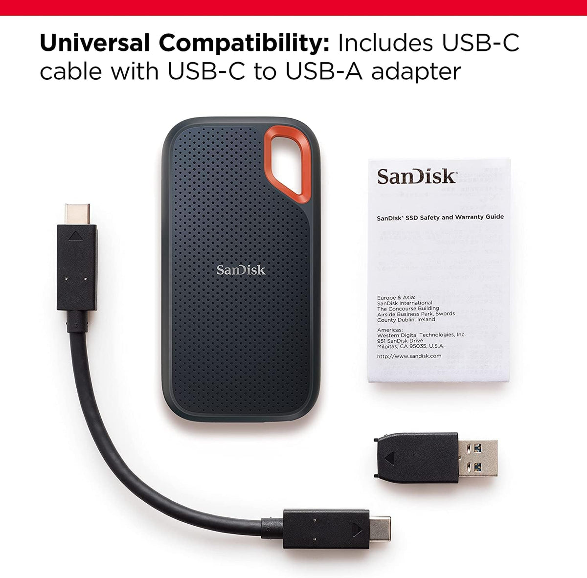 SANDISK 1TB Extreme Portable SSD, Up to 1050MB/s Read Speeds
