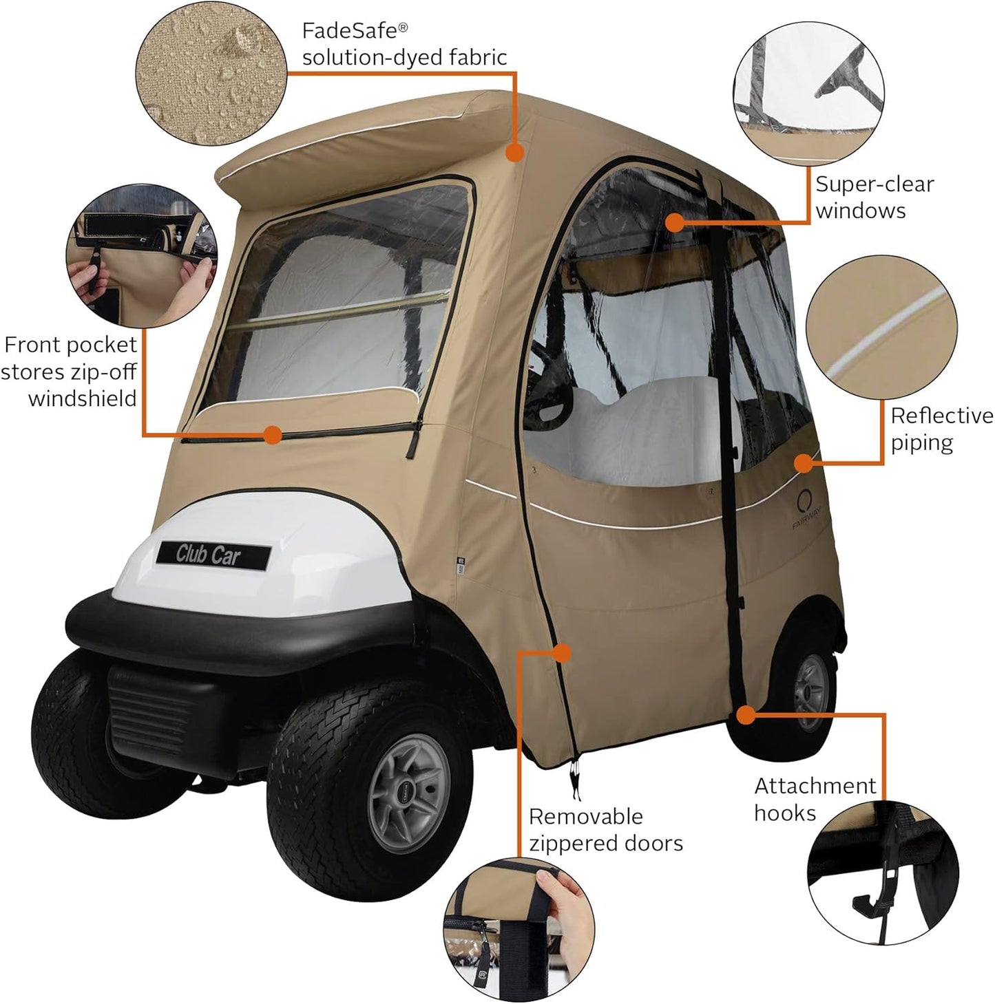 Classic Accessories Fairway Golf Cart FadeSafe Enclosure for Club Car