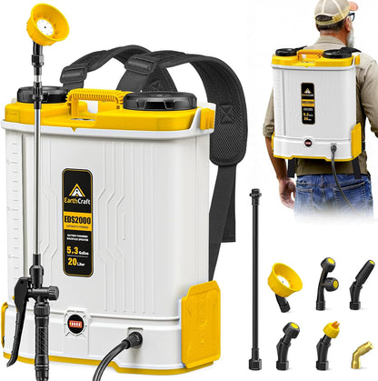 Earth Craft Battery Powered Backpack Sprayer 5.3Gal Compatible with DeWalt 20V Battery (Tool Only),
