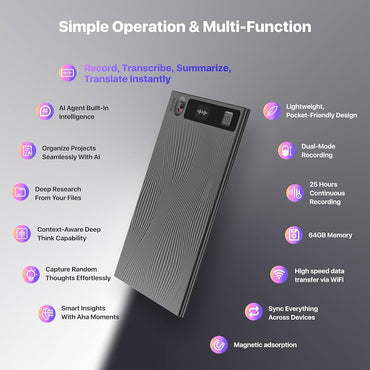 TicNote Mobvoi AI Voice Recorder with MagSafe Case