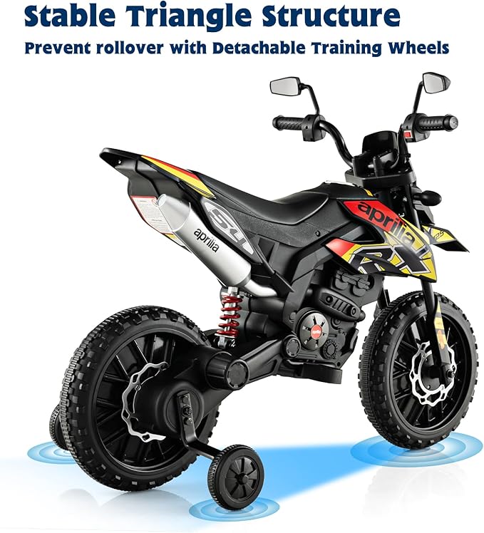 OLAKIDS Kids Motorcycle - Aprilia RX125 - Yellow