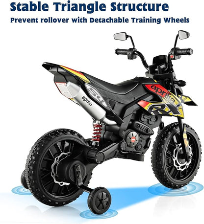 OLAKIDS Kids Motorcycle - Aprilia RX125 - Yellow