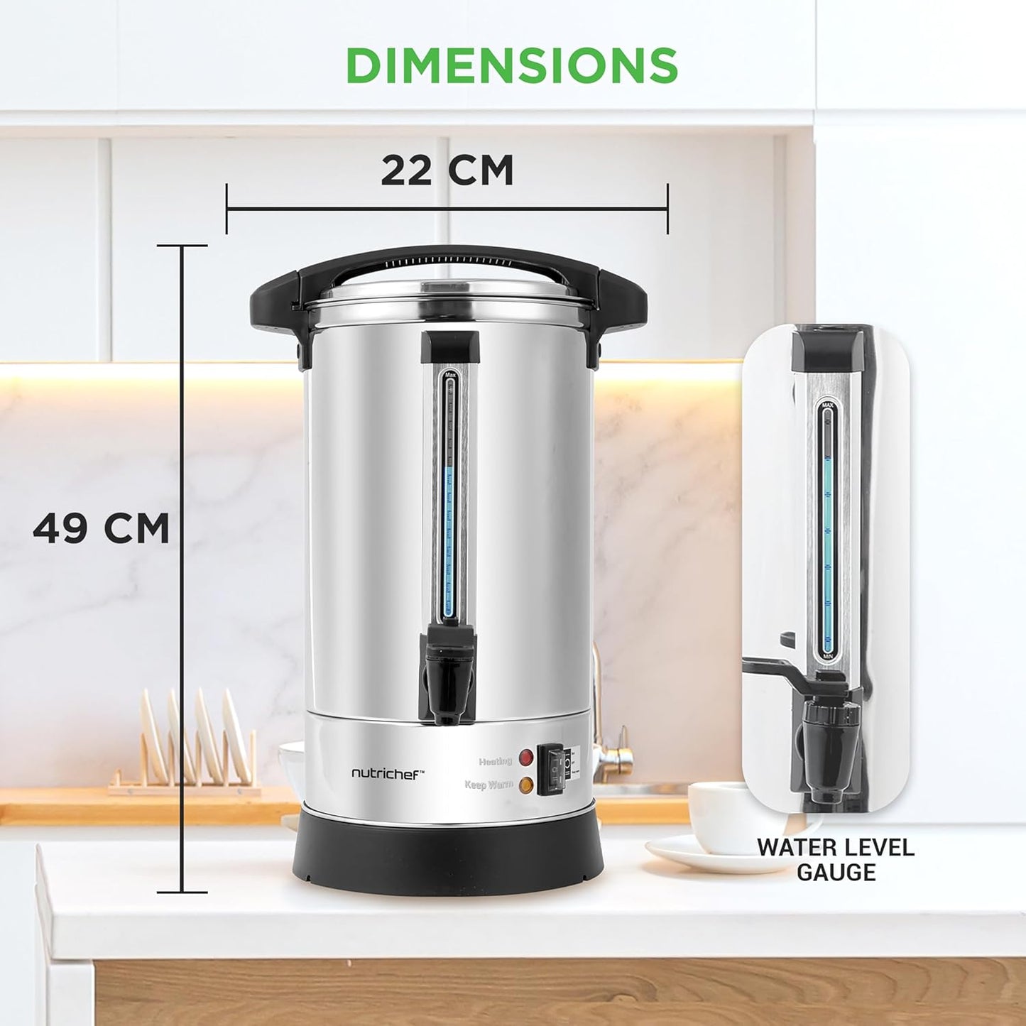 NutriChef 8L Water Boiler and Hot Water Dispenser