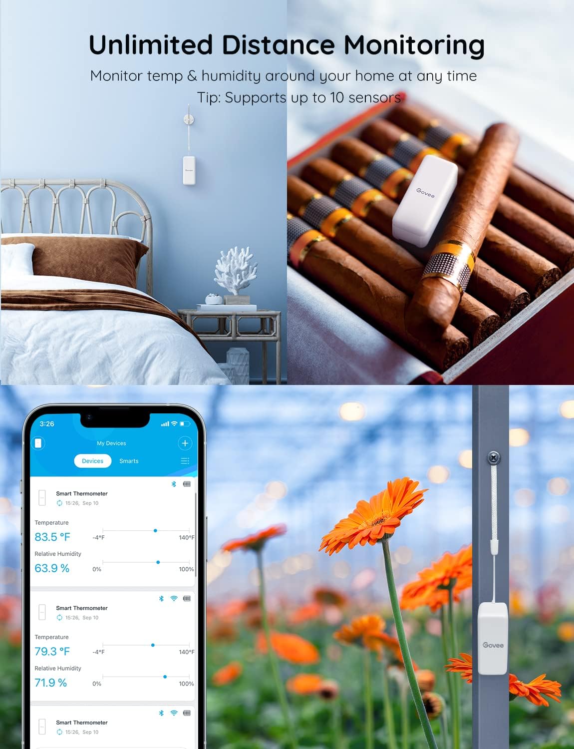 Govee WiFi Hygrometer Thermometer 3Pack with Humidity Meter App Alert