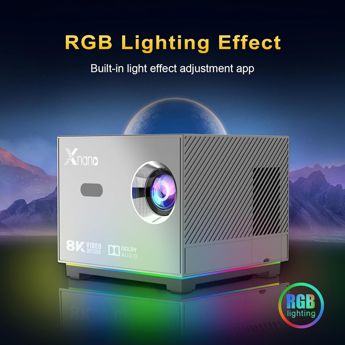 XNANO 4K Support Projector with WiFi6 and Bluetooth