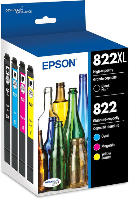 Epson T822, Color Standard-Capacity and Black High Capacity Ink Cartridges,