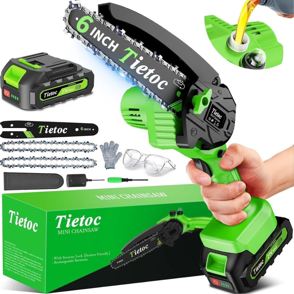 TIETOC Mini Chainsaw Cordless 6 Inch
