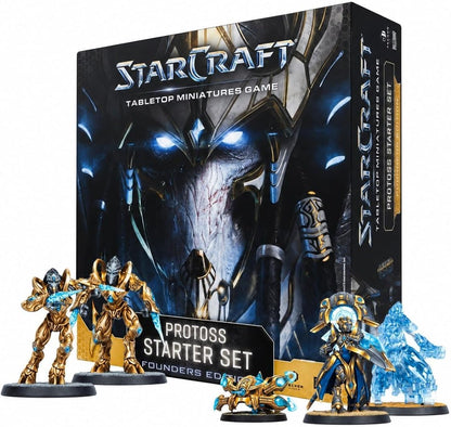 Archon Studio Starcraft: The Miniatures Game – Protoss Starter Set Founders Edition, Unpainted Miniatures, Dice, Cards and Tokens,