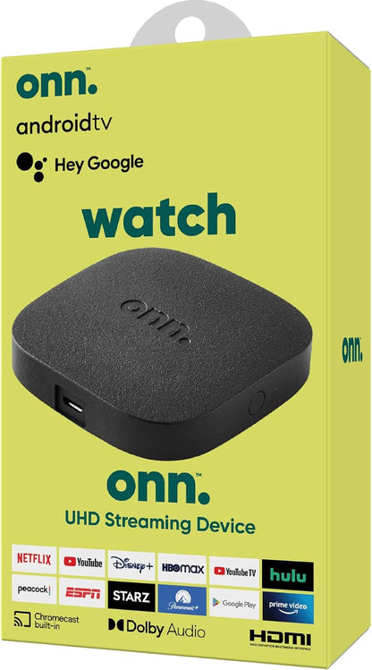 PoundMax onn Android TV 4K UHD Streaming Device with Voice Remote Control & HDMI Cable