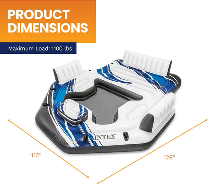 INTEX Blue Tropic 5-Person Inflatable Floating Pool Island Raft for Adults