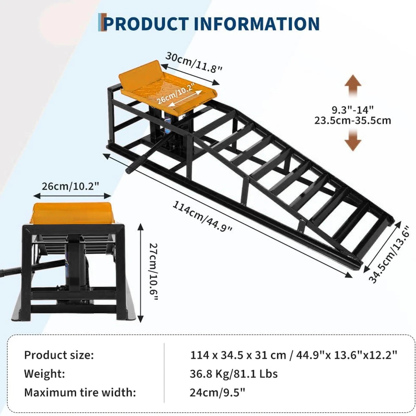 Garvee 5 Ton Hydraulic Car Ramps Heavy Duty Vehicle Lift - Black - PICK UP ONLY