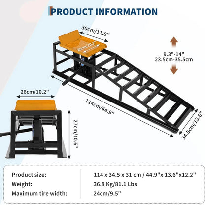 Garvee 5 Ton Hydraulic Car Ramps Heavy Duty Vehicle Lift - Black - PICK UP ONLY