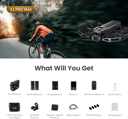 HOVERAir X1 PROMAX 8K Drone - Cycling Combo