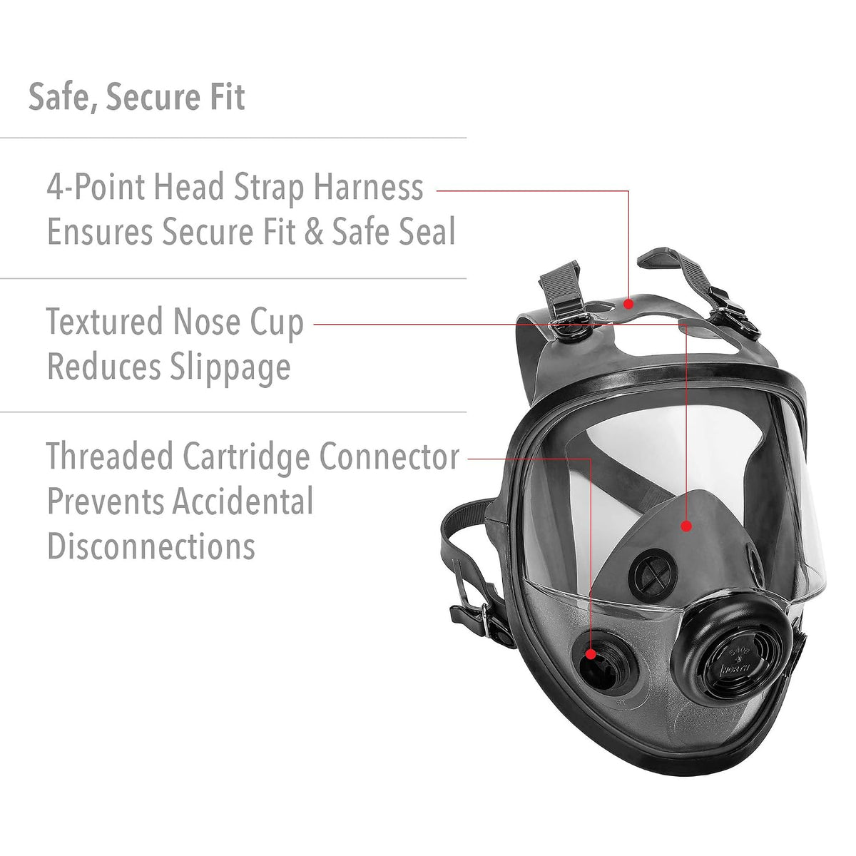 Honeywell 54001 North 5400 Series Full Face Facepiece, Elastomeric, Medium/Large