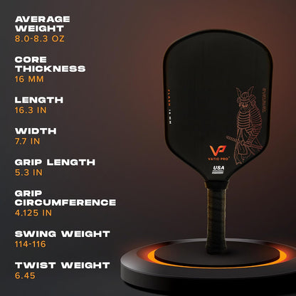 Vatic Pro Saga 16mm - Raw Carbon Fiber - Pickle ball Paddle
