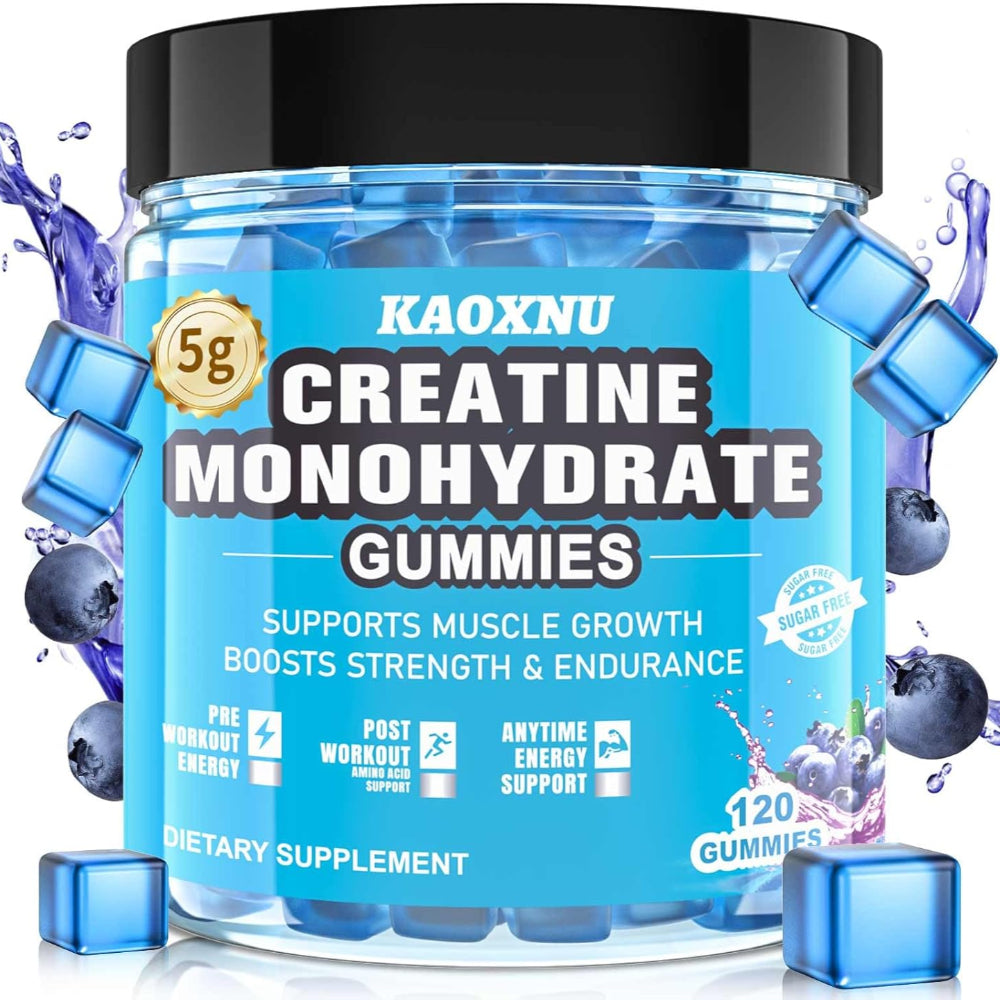 Kaoxnu Creatine Monohydrate Gummies 5600mg - Blueberry Flavor (Pack of 2)