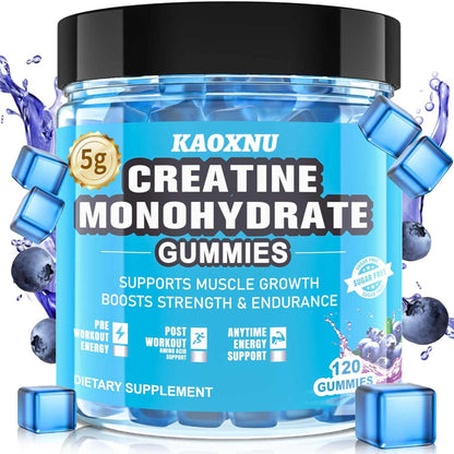 Kaoxnu Creatine Monohydrate Gummies 5600mg - Blueberry Flavor (Pack of 2)