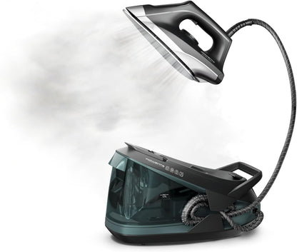 Rowenta Master Steam Station Iron Steamer for Clothes, Black/Green, VR8338 (Refurbished)