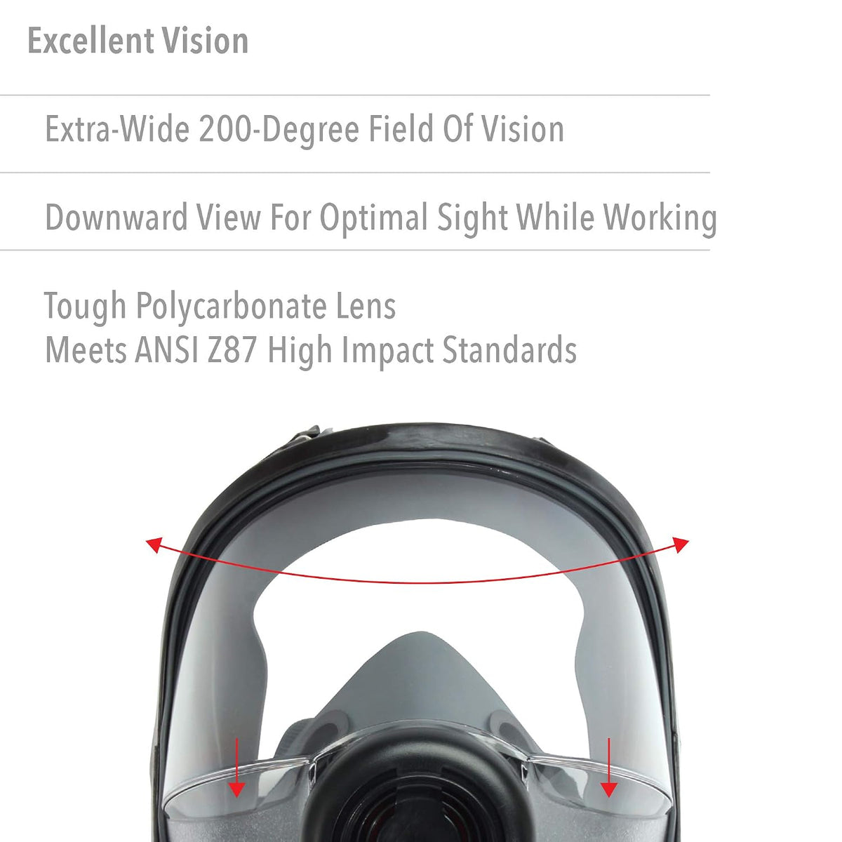 Honeywell 54001 North 5400 Series Full Face Facepiece, Elastomeric, Medium/Large