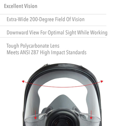 Honeywell 54001 North 5400 Series Full Face Facepiece, Elastomeric, Medium/Large