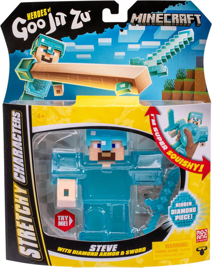 Heroes of Goo Jit Zu Minecraft Stretchy Character - Steve with Diamond Armor & Sword