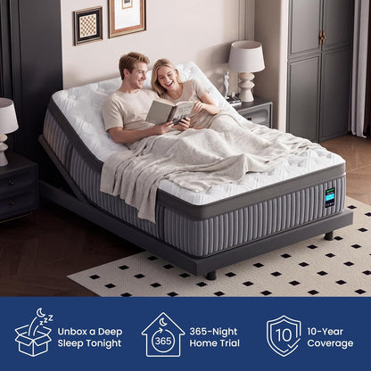 BedStory King Mattress 14 Inch Firm, Hybrid Mattress in a Box Pain Relief