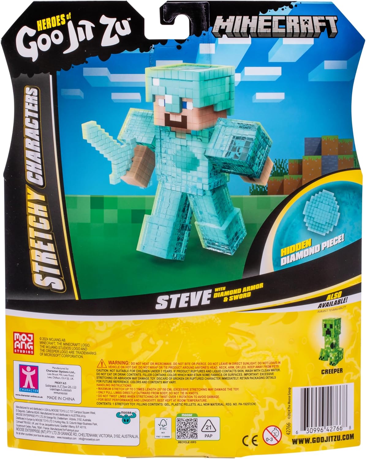 Heroes of Goo Jit Zu Minecraft Stretchy Character - Steve with Diamond Armor & Sword
