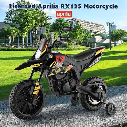 OLAKIDS Kids Motorcycle - Aprilia RX125 - Yellow