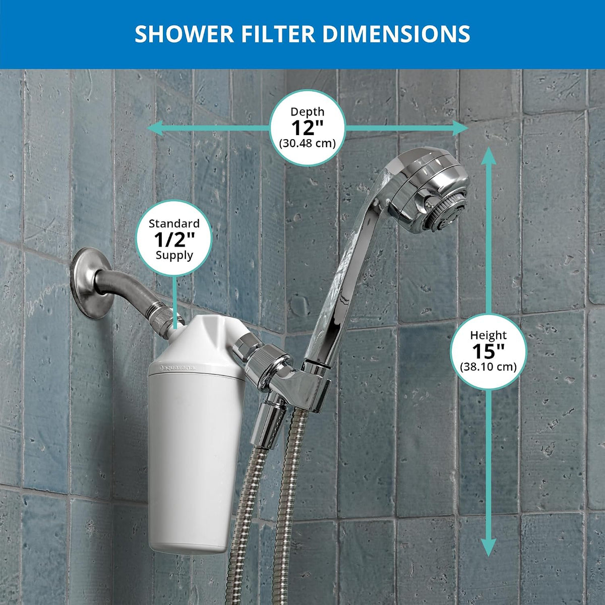Aquasana Shower Filter | Chrome Handheld Wand 3-Setting Head | AQ-4105