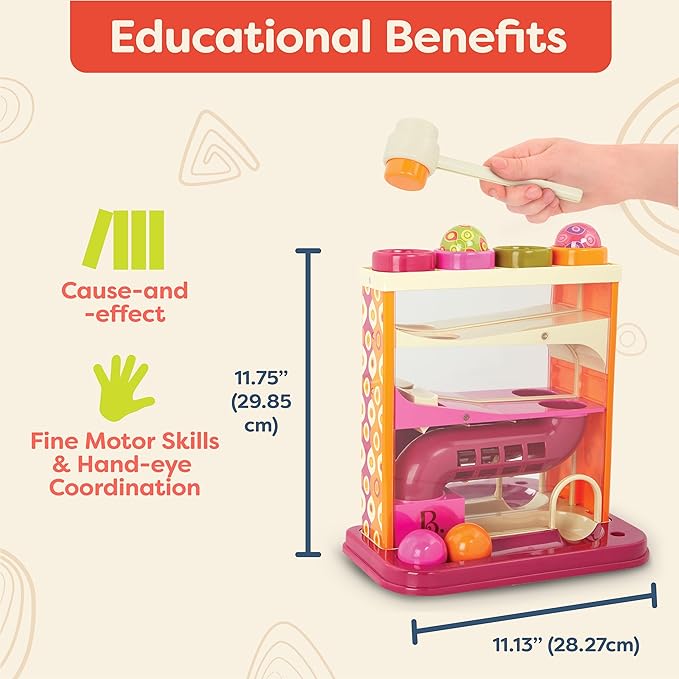 B Toys Pound-A-Ball Toy Whacky Ball – Fuchsia