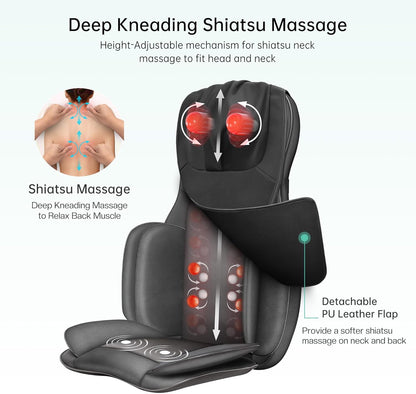 Snailax Shiatsu Massage Chair Neck Back Massager with Heat & Compress - PICK UP ONLY
