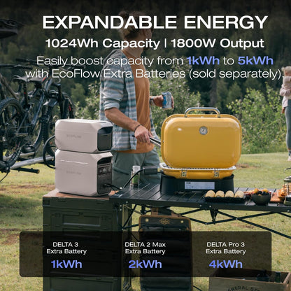 ECOFLOW DELTA 3 Plus Portable Power Station, 1024Wh, 1800W, camping