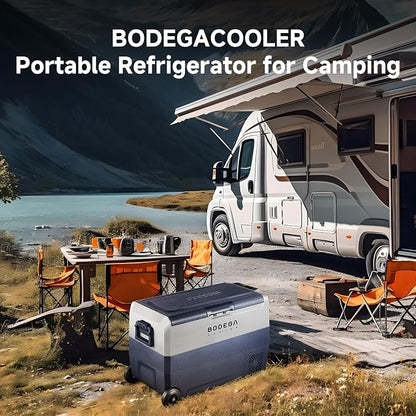 BODEGA COOLER 12 Volt Portable Refrigerator,53 Quart Car Fridge Dual Zone