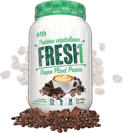 ANS Fresh1 Vegan Powder, 30 Servings, 32 Oz, Plant-Based, Zero Sugar, Blend