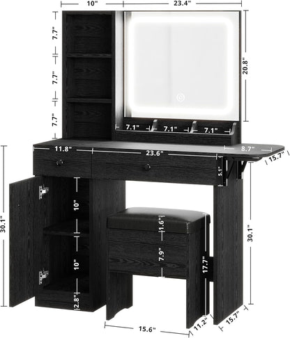 IRONCK Vanity Desk with LED Lighted Mirror - PICK UP ONLY