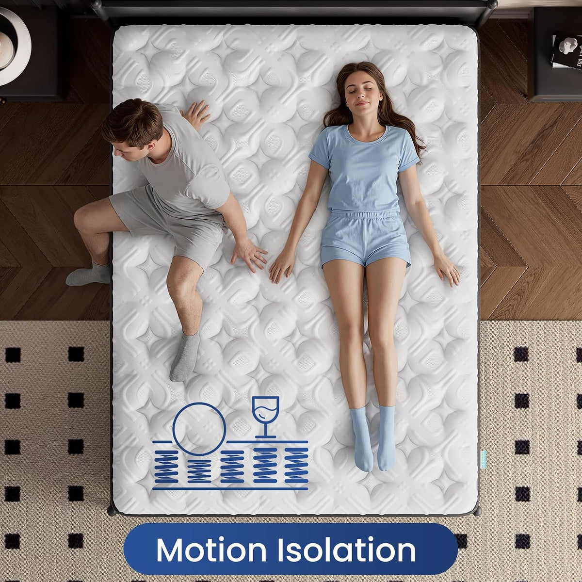 BedStory King Mattress 14 Inch Firm, Hybrid Mattress in a Box Pain Relief