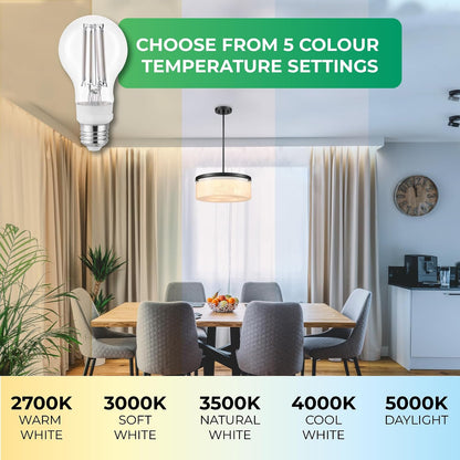 DVI A19 Clear Filament LED Light Bulb (12 Pack)