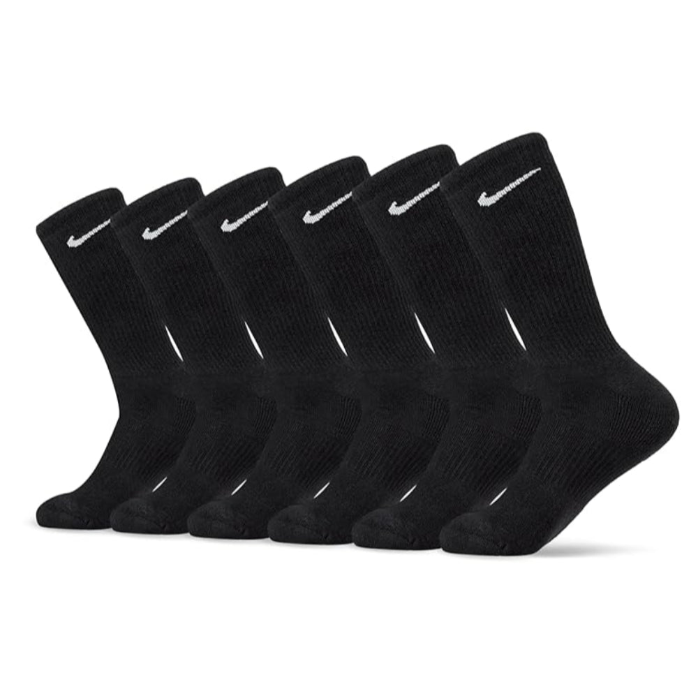 Nike 6 Pack Everyday Cushioned Crew Socks - Black S/P