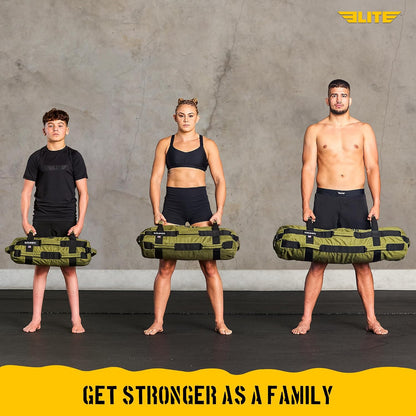 Elite Sports Workout Sandbag (green) 5 TO 25, 25 TO 50, 50 TO 75 lbs (3 count)
