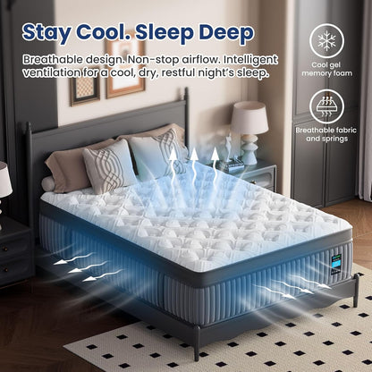 BedStory King Mattress 14 Inch Firm, Hybrid Mattress in a Box Pain Relief