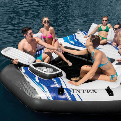 INTEX Blue Tropic 5-Person Inflatable Floating Pool Island Raft for Adults