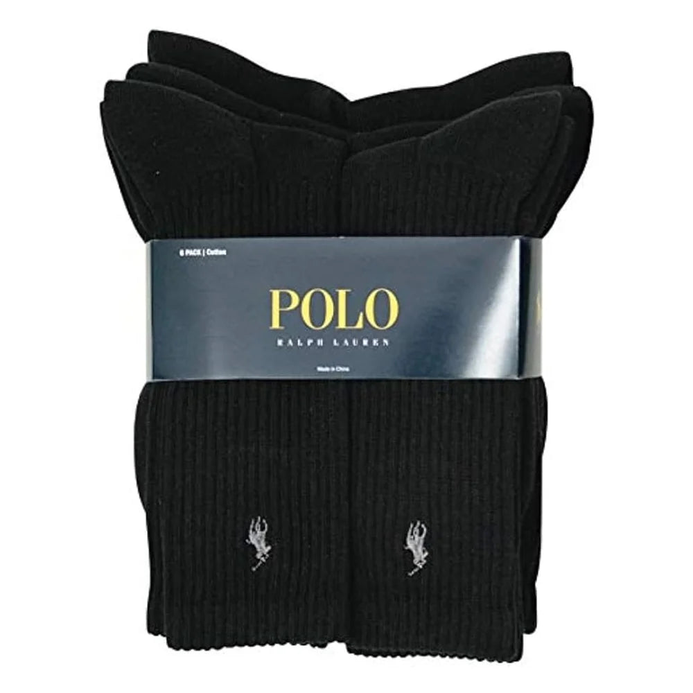 Polo Ralph Lauren HALF CUSHION CREW SOCKS BLACK 6-PACK