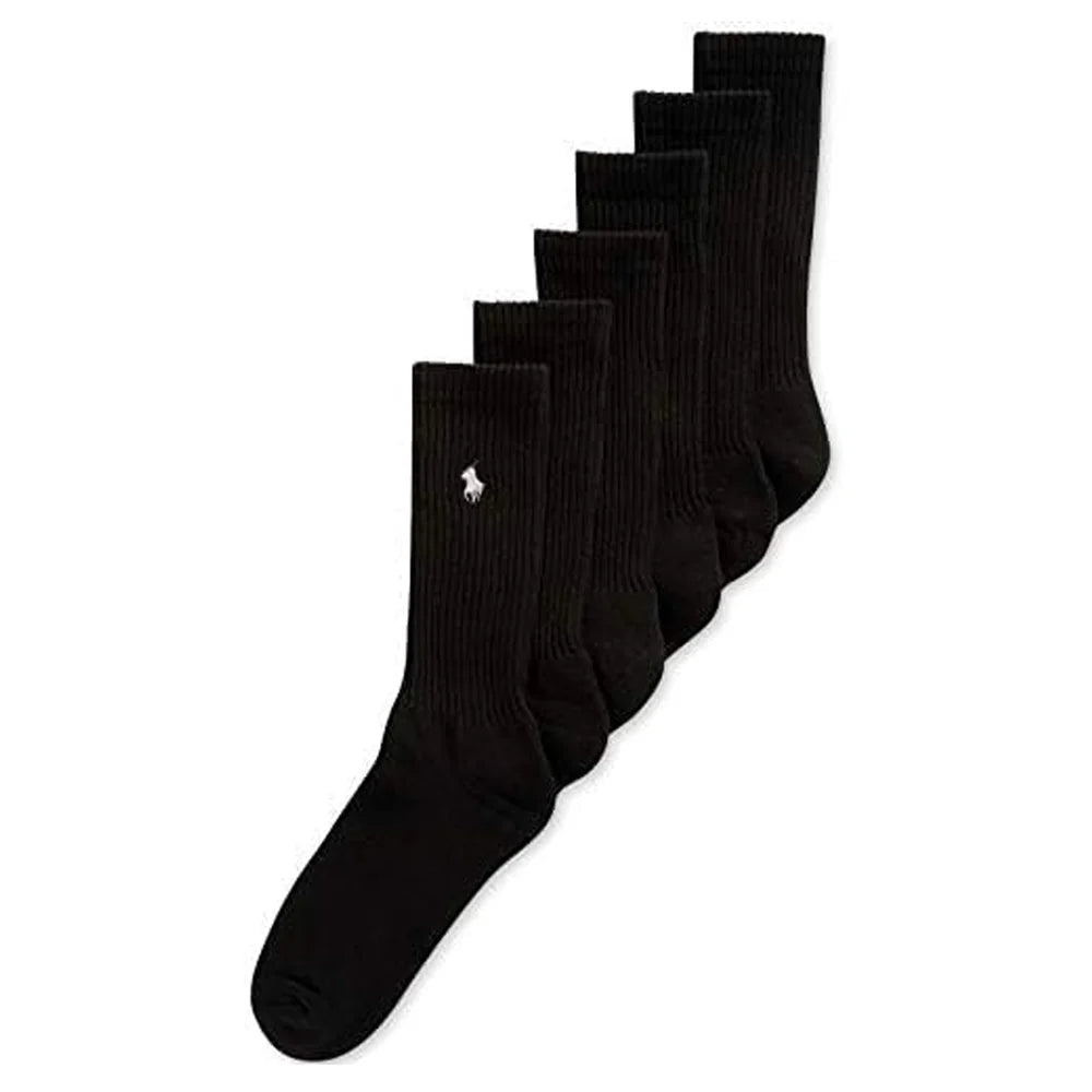 Polo Ralph Lauren HALF CUSHION CREW SOCKS BLACK 6-PACK